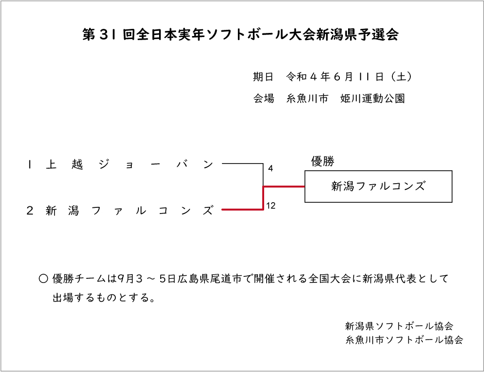 第31回全日本実年ソフトボール大会新潟県予選会